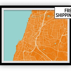 Tel Aviv Karte Drucken - wählen Sie Ihre Farbe