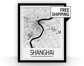 Shanghai Map Poster - china Map Print - Art Deco Series