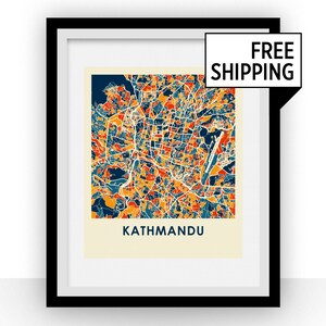 Kathmandu Map Print - Full Color Map Poster