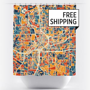 Atlanta Map Shower Curtain - usa Shower Curtain - Chroma Series