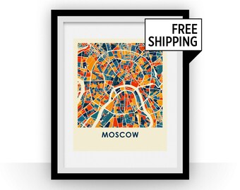 Moscow Map Print - Full Color Map Poster