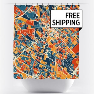 Lexington Map Shower Curtain - usa Shower Curtain - Chroma Series