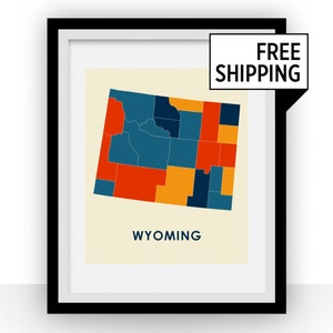 Wyoming Map Print - Full Color Map Poster