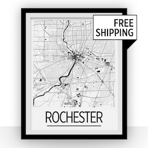 Rochester Map Poster - usa Map Print - Art Deco Series