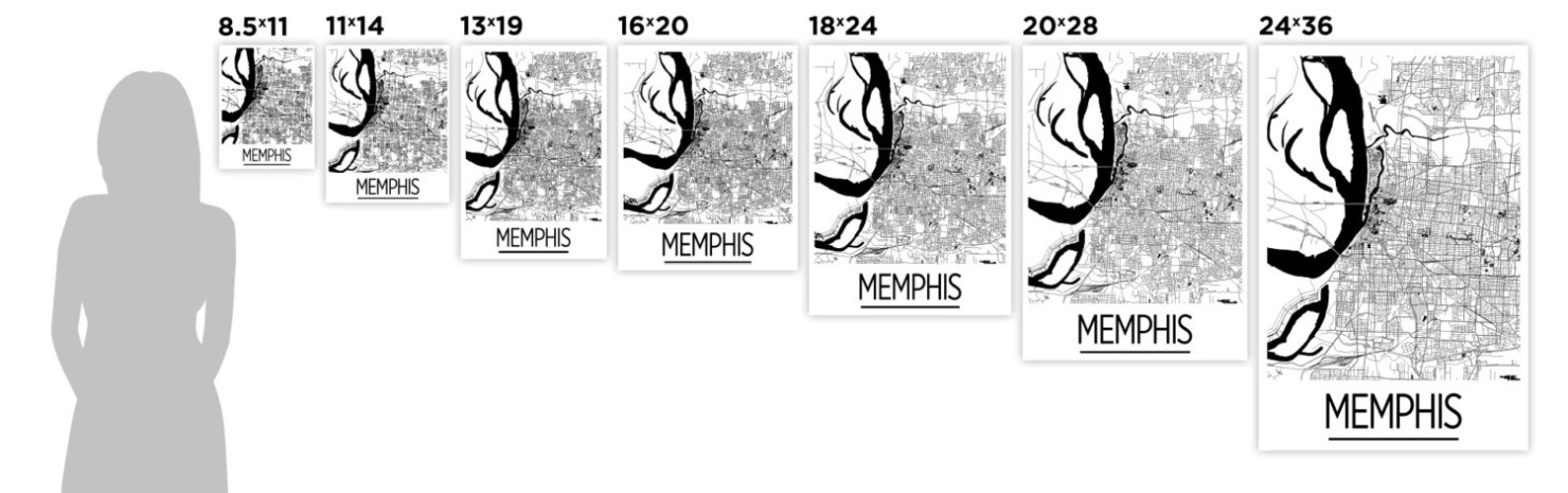 Memphis Map Poster Usa Map Print Art Deco Series | Etsy