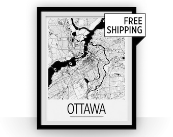 Ottawa Map Poster - canada Map Print - Art Deco Series