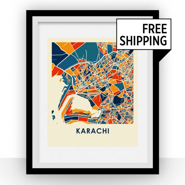 Karachi Map Print - Full Color Map Poster