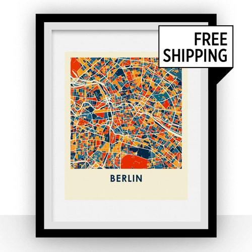 Berlin Map Poster Germany Map Print Art Deco Series - Etsy
