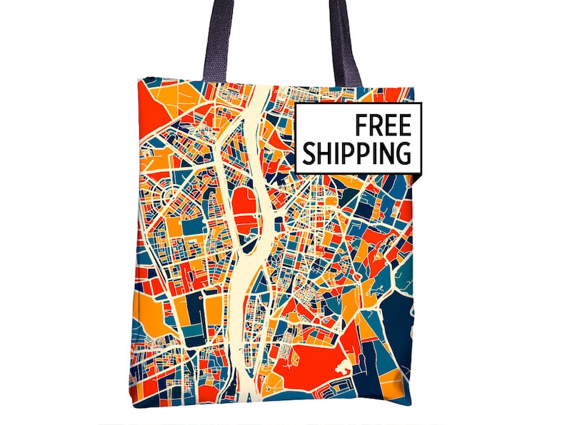 Cairo Map Tote Bag Egypt Map Tote Bag 15x15 Etsy