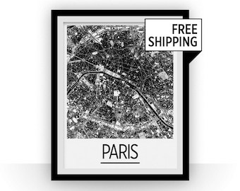 Paris Map Poster - france Map Print - Art Deco Series