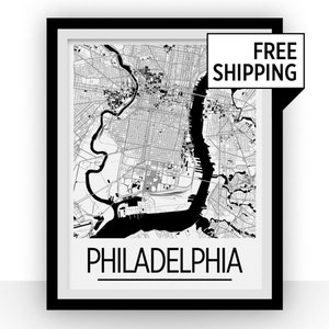 Philadelphia Map Poster usa Map Print Art Deco Series image 1