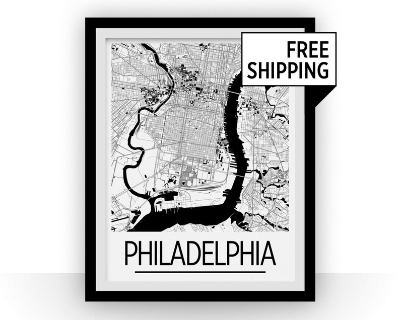 Philadelphia Map Poster usa Map Print Art Deco Series image 1