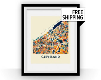 Cleveland Map Print - Full Color Map Poster