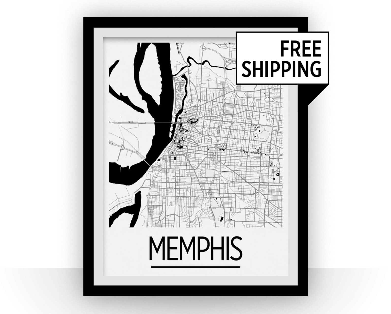 Memphis Map Poster Usa Map Print Art Deco Series | Etsy