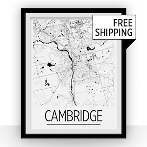 Cambridge Ontario Map Poster - Ontario Map Print - Art Deco Series