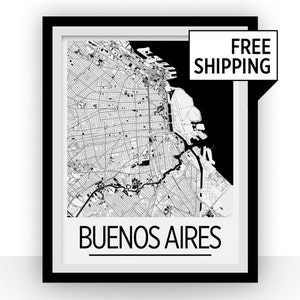 Buenos Aires Map Poster - argentina Map Print - Art Deco Series