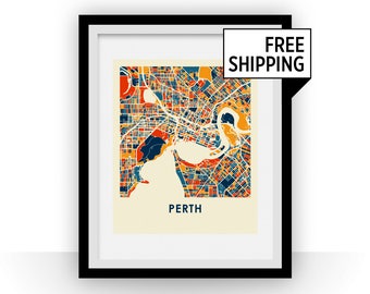 Perth Map Print - Full Color Map Poster