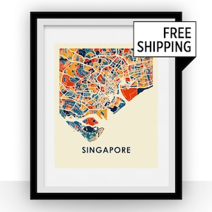 Singapur Karte Grafik - vollfarbig Karte Plakat
