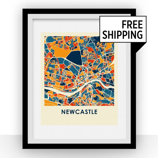 Newcastle Karte drucken - Full Color Map Poster