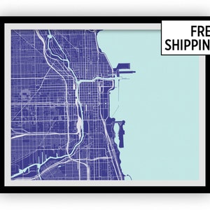 Carte de Chicago imprimable - Choisissez votre couleur
