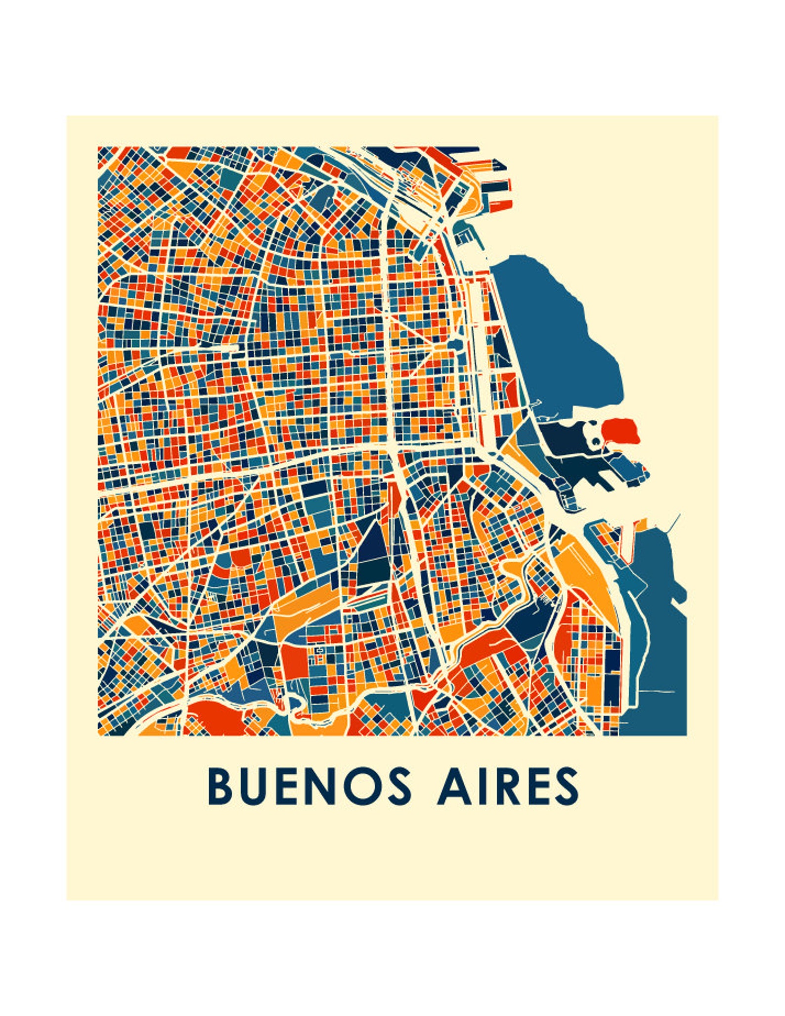 Buenos Aires Map Print Full Color Map Poster | Etsy