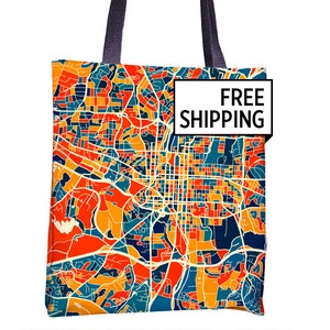 Raleigh Map Tote Bag - North Carolina Map Tote Bag 15x15
