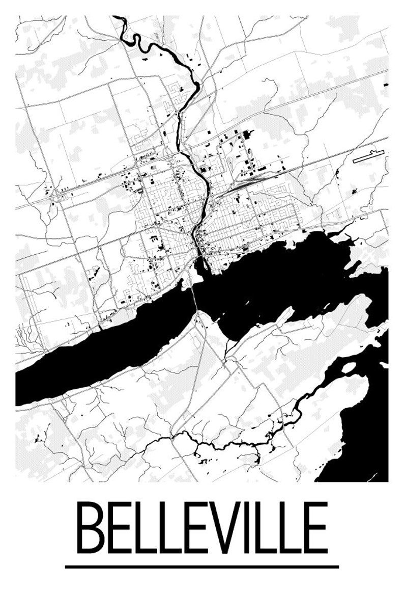 Belleville Ontario Map Poster Ontario Map Print Art Deco Etsy