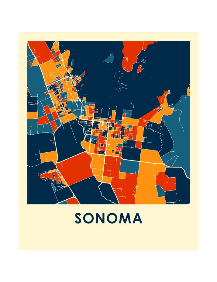 Sonoma Map Print Full Color Map Poster | Etsy