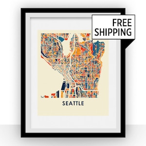 Seattle Map Print - Full Color Map Poster