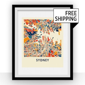 Sydney-Map Grafik - vollfarbig Karte Plakat