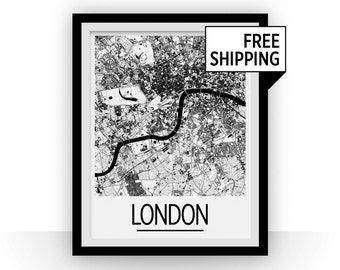 London Map Poster - uk Map Print - Art Deco Series