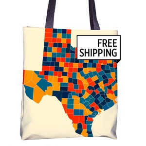 Carte Texas sac - cabas TX carte 15 x 15