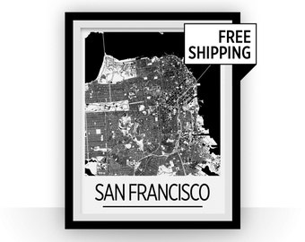 San Francisco Map Poster - usa Map Print - Art Deco Series