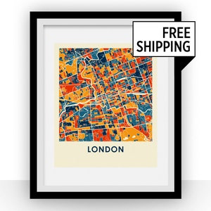 Londen Ontario kaart print-full colour kaart poster
