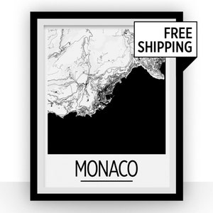 Monaco Map Poster - monaco Map Print - Art Deco Series