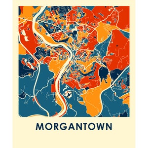 Morgantown Map Print - Full Color Map Poster - Etsy