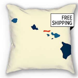 Hawaii Map Pillow - HI Map Pillow 18x18