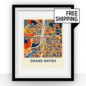 Stampa mappa di Grand Rapids - colore pieno Mappa Poster