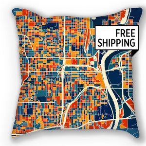 Omaha Map Pillow - Nebraska Map Pillow 18x18
