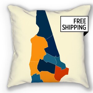 New Hampshire Map Pillow - NH Map Pillow 18x18