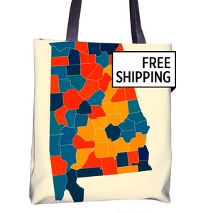 Alabama kaart Tote Bag - AL kaart Tote tas 15 x 15