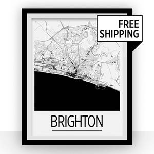Brighton Karte - England Karte Print - Art-Deco-Plakatserie