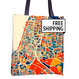 Tel Aviv carte cabas - sac cabas en Israël carte 15 x 15