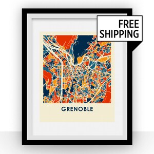 Grenoble Karte drucken - Full Color Map Poster