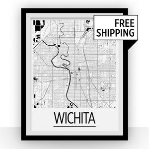 Wichita Kartenwerke Poster - Usa Karte Print - Art Deco