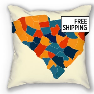 South Carolina Map Pillow - SC Map Pillow 18x18