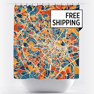 Montpellier Map Shower Curtain - france Shower Curtain - Chroma Series