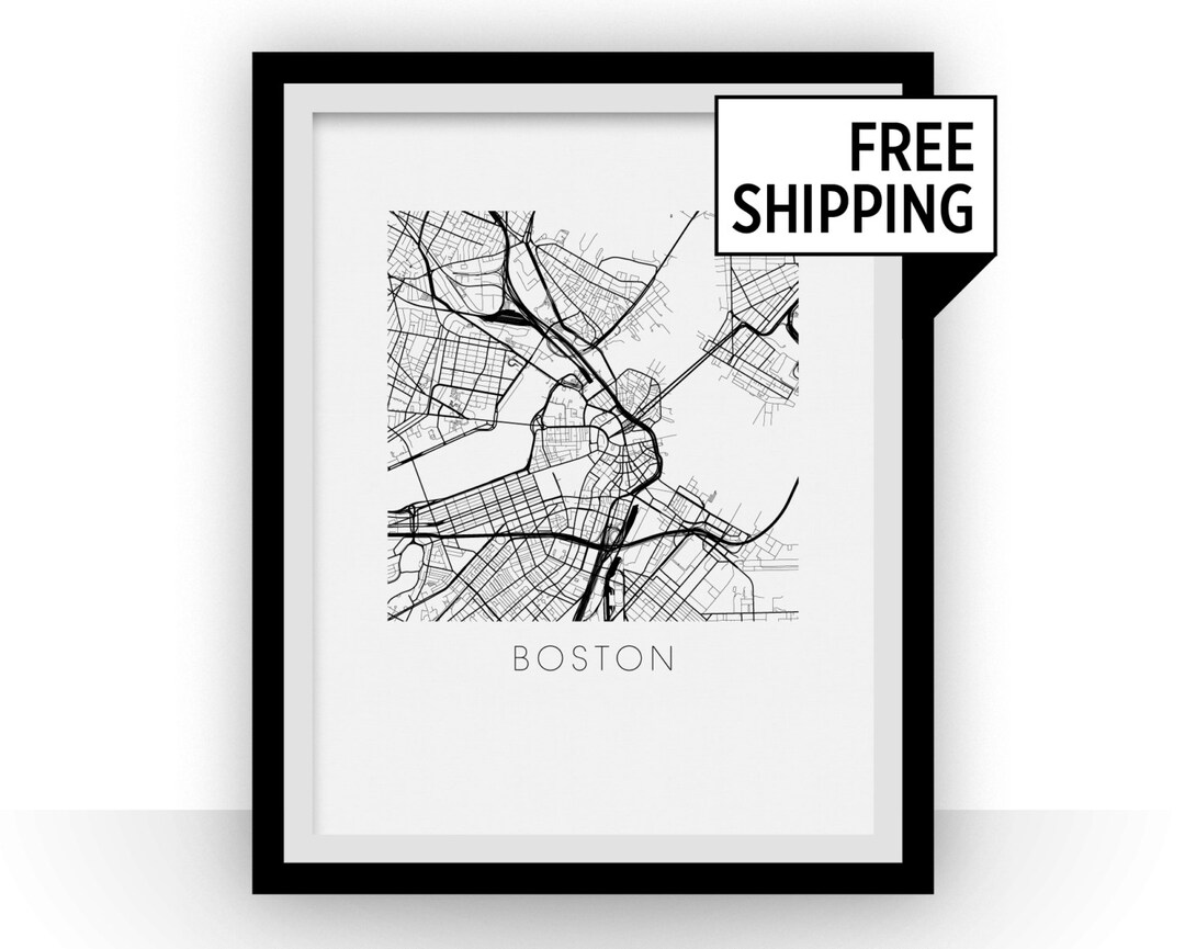 Boston Map Print - Etsy