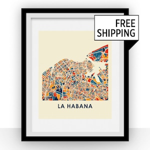 Impression de carte de La Havane - Affiche de carte pleine couleur