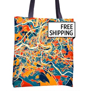 Bern Map Tote Bag - Switzerland Map Tote Bag 15x15